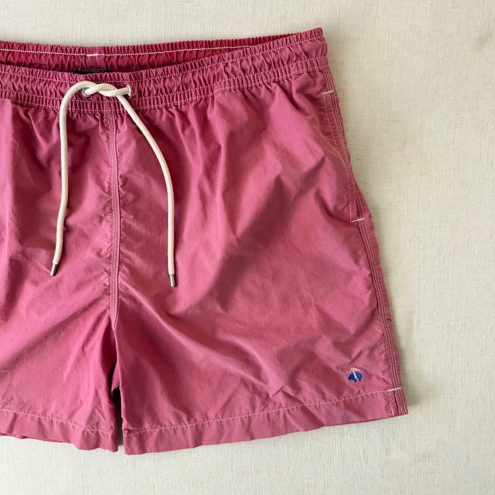 Brooks Brothers Swim Trunks XL Pink Nylon Mesh Lined Board Shorts 5.5 Inseam